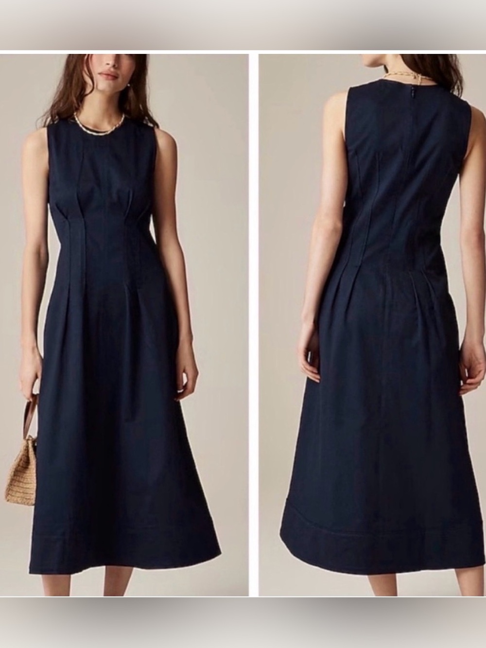 Classic Sleeveless Navy Midi Dress